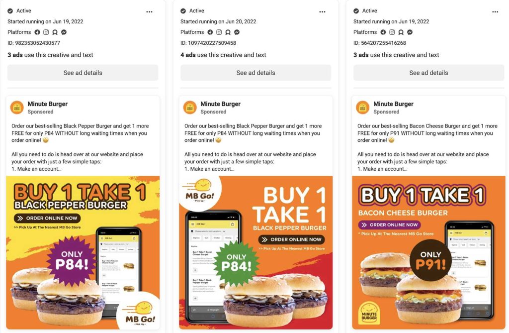 minute burger ad examples