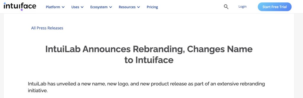 IntuiLab rebranding headline example