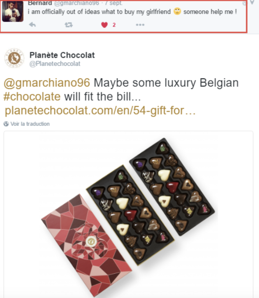 planete chocolat offering their products on social media
