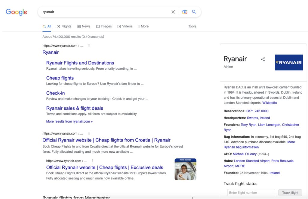 Ryanair: A Good Example of SEO Reputation Management