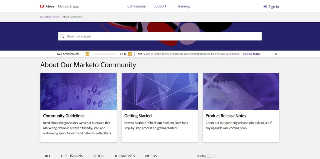 screenshot of Marketo homepage