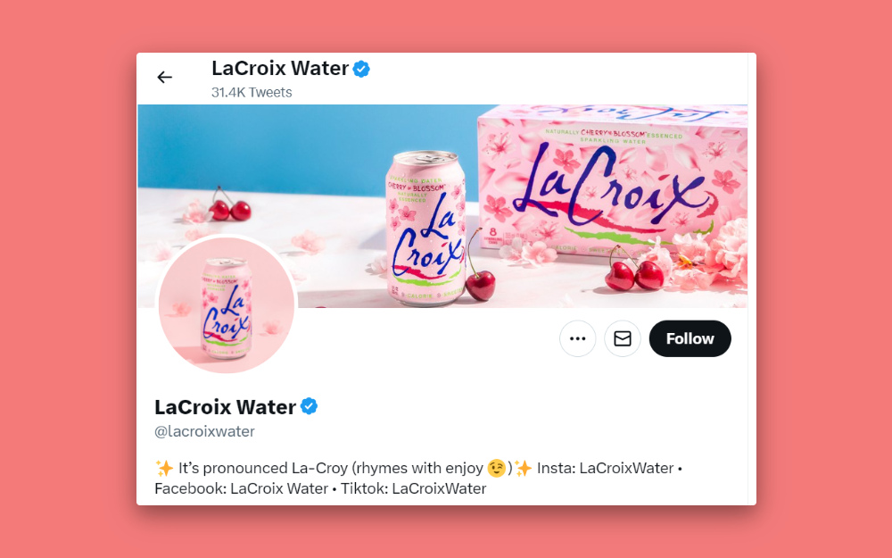 A screenshot of LaCroix Water’s Twitter page