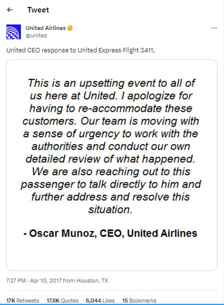 United Airplanes CEO post