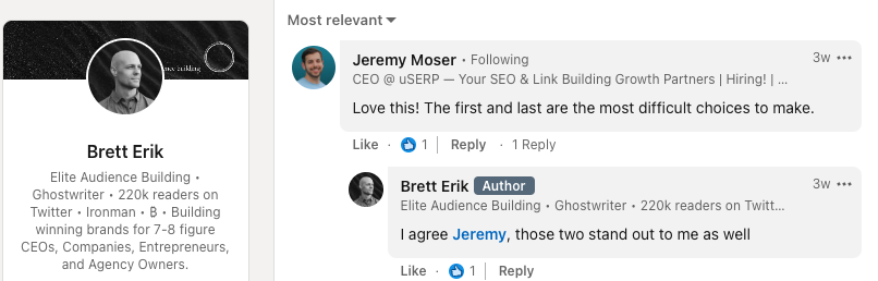 commenting on Linkedin