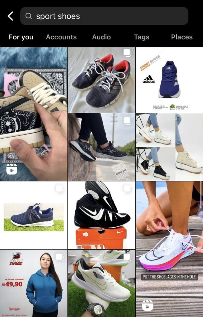 Sport Shoes Instagram Example