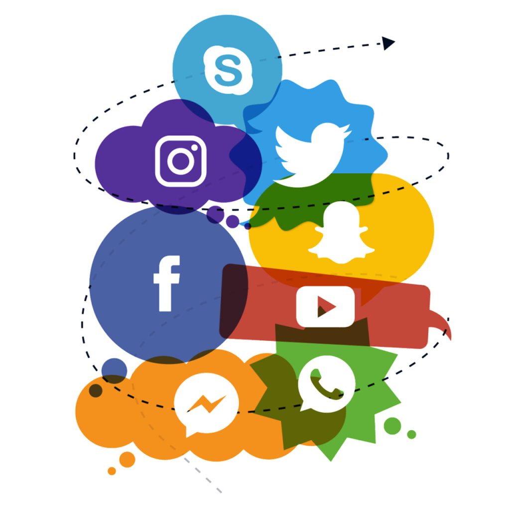 Image depicting various social media symbols.