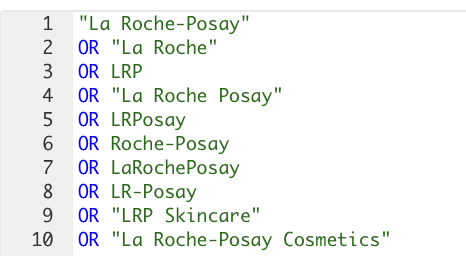 Competitive advanced query setup for La Roche Posay
