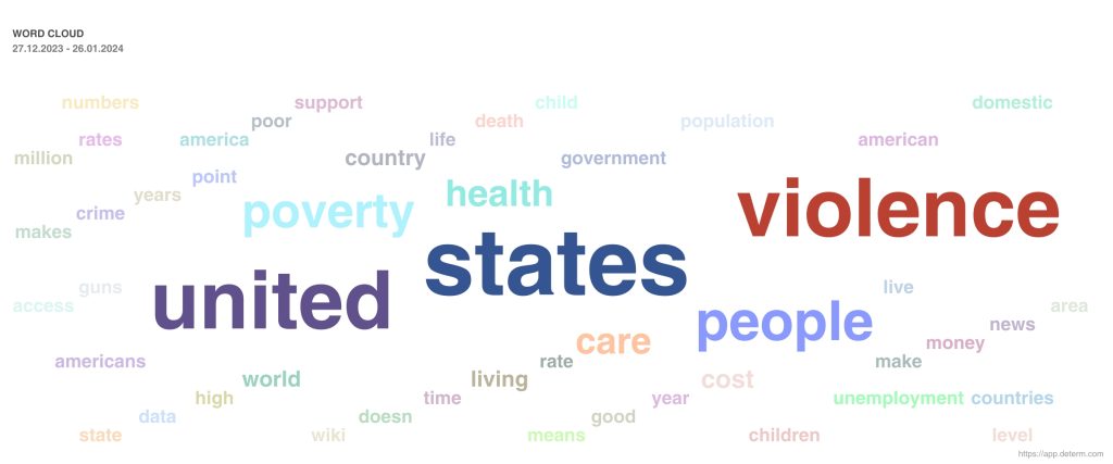 Word cloud for most common issues in the USA
