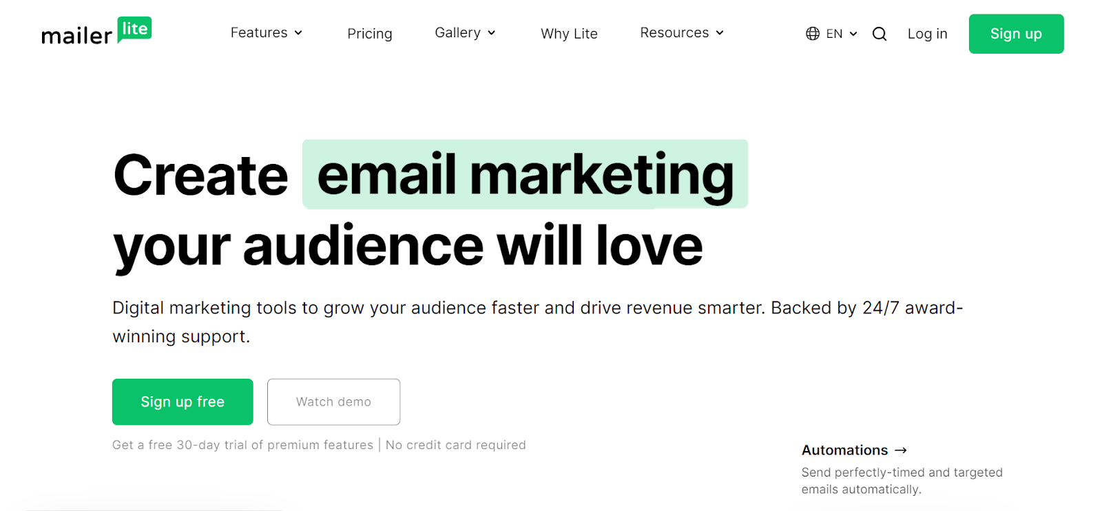 Mailerlite automates email marketing