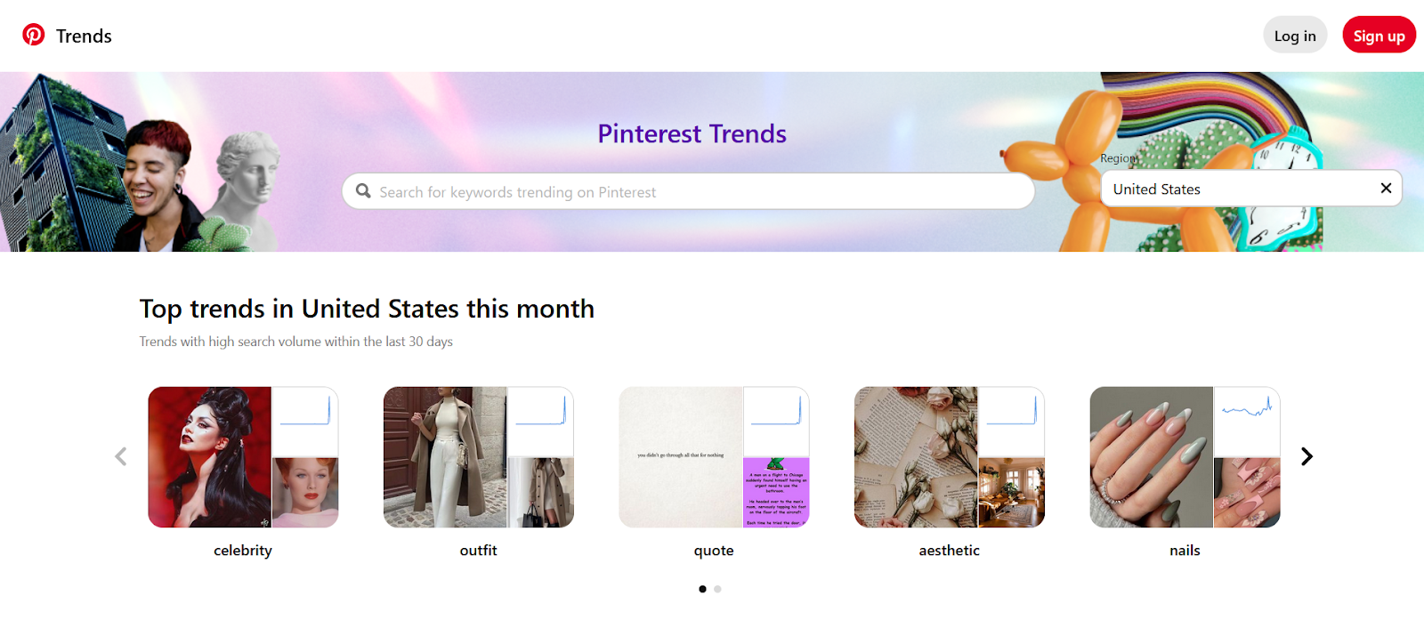 Pinterest Trends is a free tool for analyzing trending topics on Pinterest based on user searches and pin engagements.