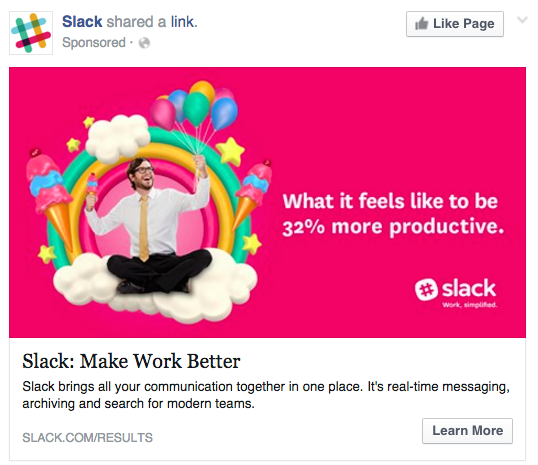 Screenshot of Slack Facebook ad