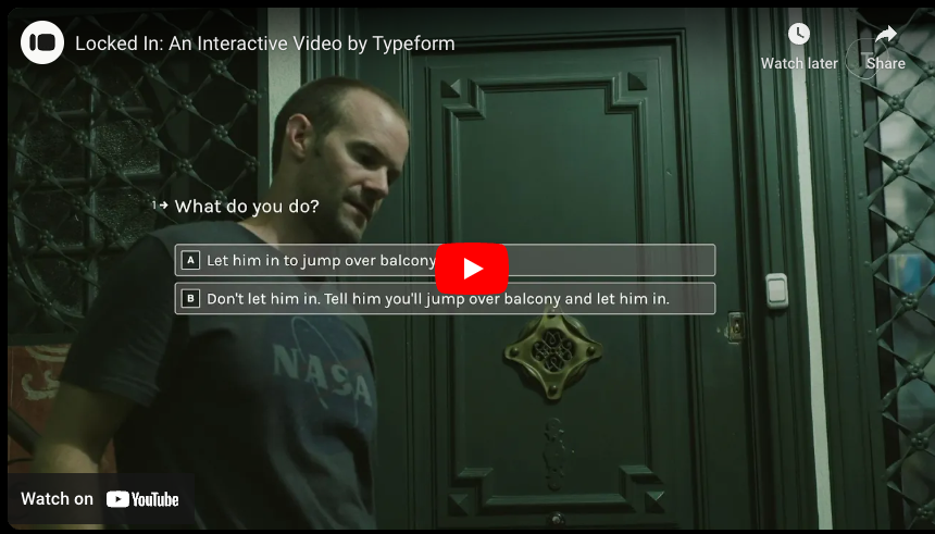 Screenshot of interactive Typeform YouTube video promoting its VideoAsk platform