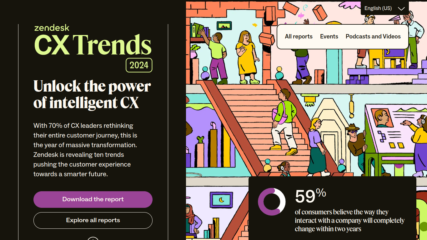 Screenshot of Zendesk landing page for its CX trends report