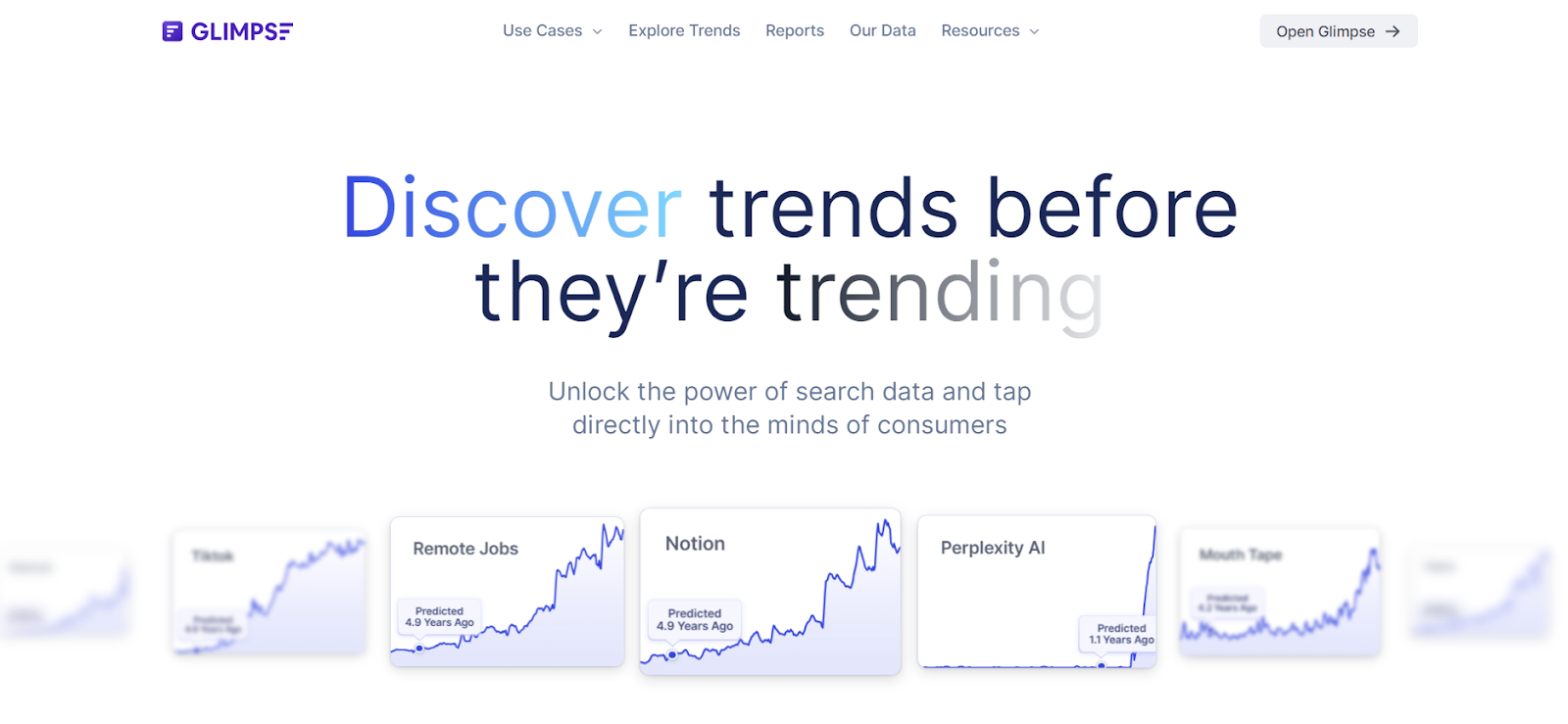 Glimpse is a market research and trend tracking tool for PR professionals, SEOs, investors, and e-commerce brands. 